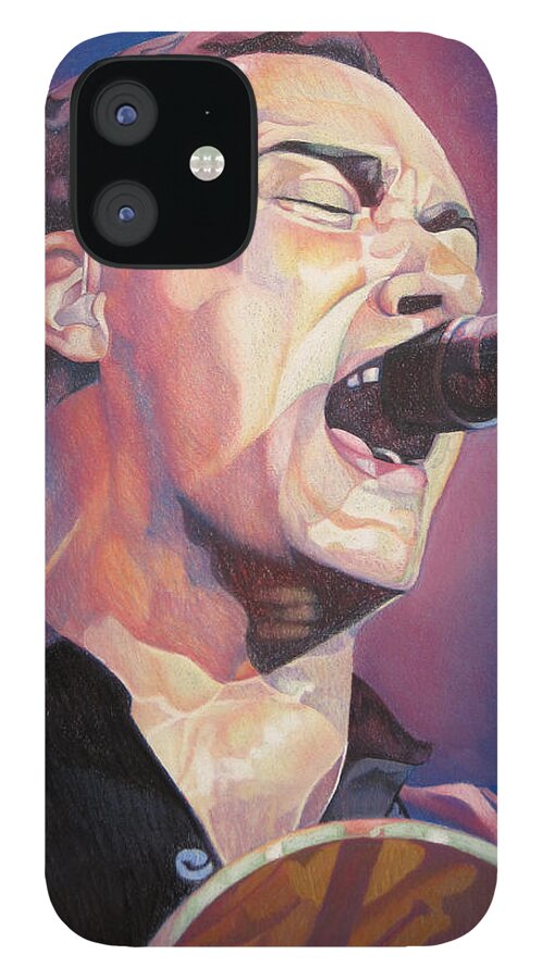 Dave Matthews iPhone 12 Case featuring the drawing Dave Matthews Colorful Full Band Series by Joshua Morton