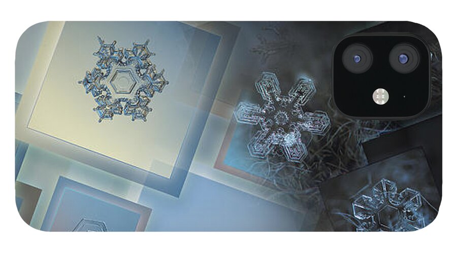 Snowflake iPhone 12 Case featuring the photograph Snowflake collage - Daybreak by Alexey Kljatov