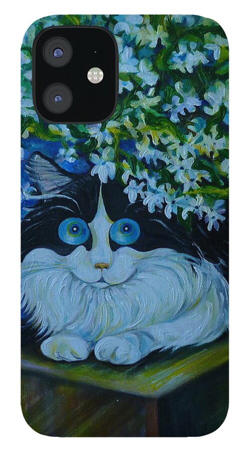 Cat iPhone 12 Case featuring the painting Dear Philya by Anna Duyunova