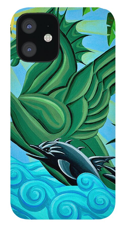 Seahorse iPhone 12 Case featuring the painting DecoDance by Tony Franza