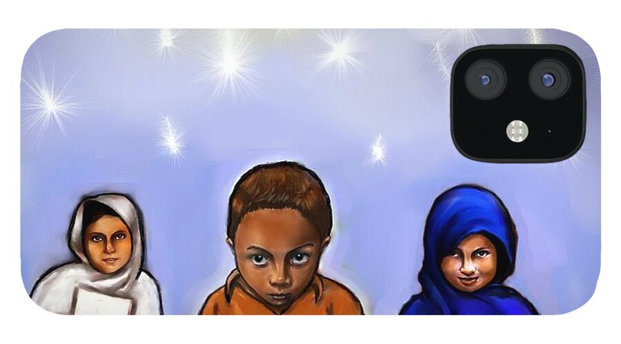 Children iPhone 12 Case featuring the digital art Dedicated to the Pakistani Children by Carmen Cordova