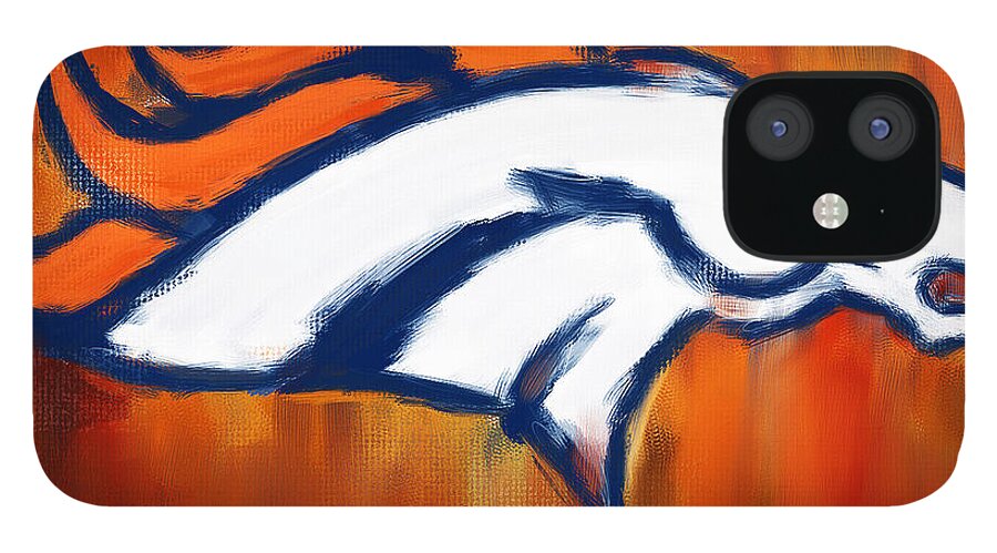 Denver Broncos iPhone 12 Case featuring the painting Denver Broncos by Lourry Legarde