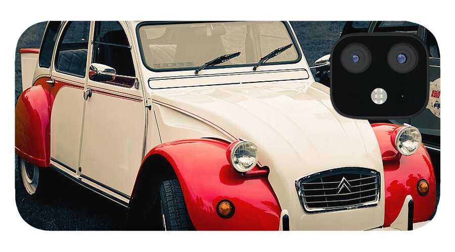 Car iPhone 12 Case featuring the photograph Deux Chevaux in Red and White by Ronda Broatch