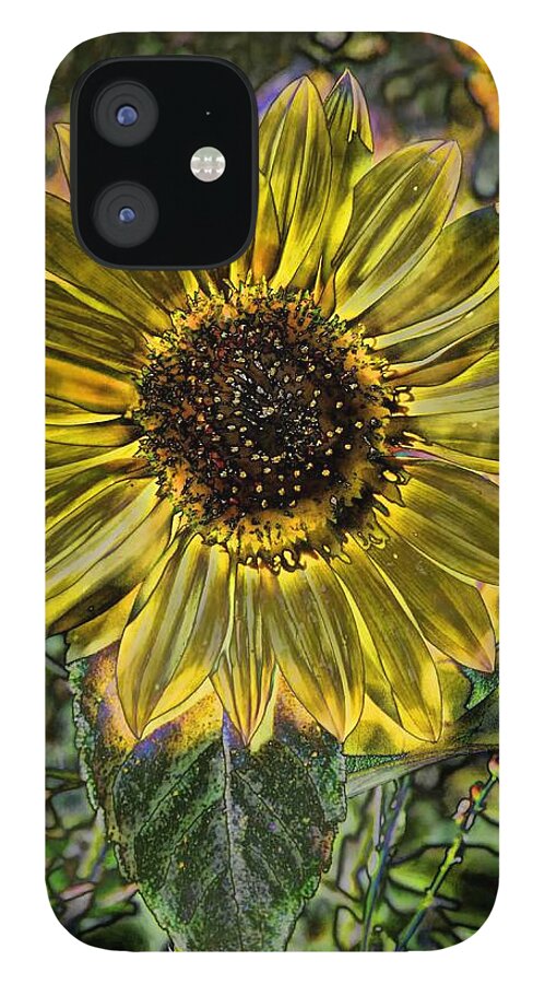 Sunflower iPhone 12 Case featuring the digital art Digital Painting Series Sunflower Brilliant by Cathy Anderson
