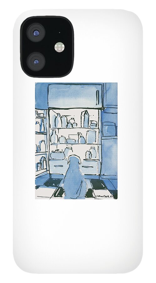 Dog In Front Of An Open Refrigerator iPhone 12 Case