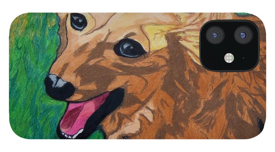 Dog iPhone 12 Case featuring the drawing Doxie by Jon Kittleson