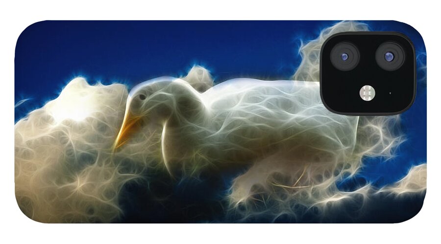 Duck iPhone 12 Case featuring the digital art Duck in the clouds - F by James Ahn