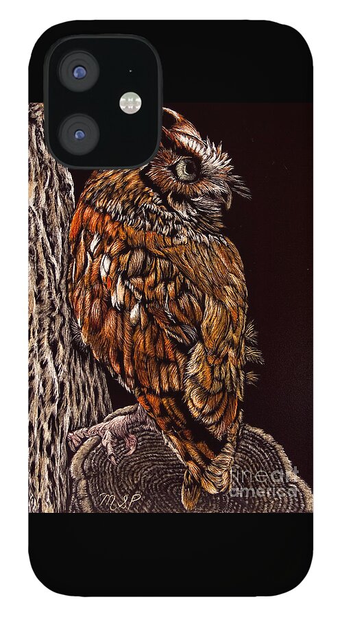 Owl iPhone 12 Case featuring the painting Eastern Screech Owl by Margaret Sarah Pardy