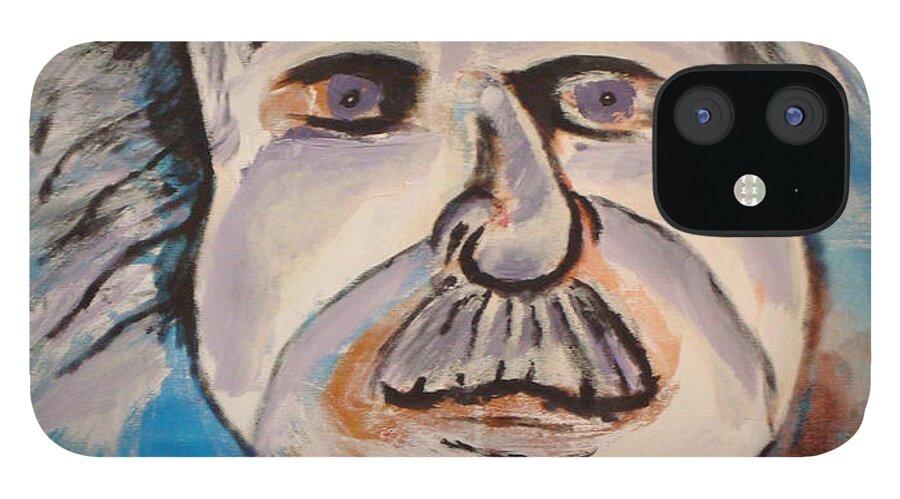 Rick Huotari iPhone 12 Case featuring the painting Einstein by Rick Huotari