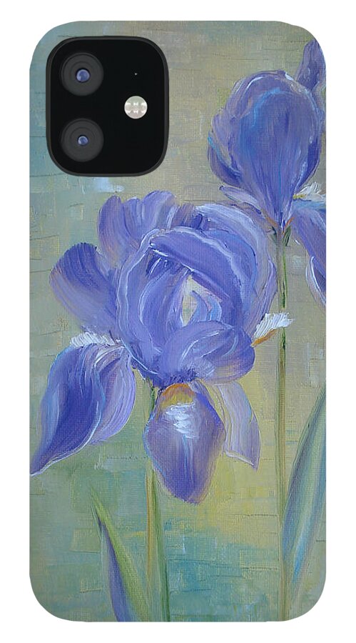 Irises iPhone 12 Case featuring the painting Elizabeth's Irises by Judith Rhue