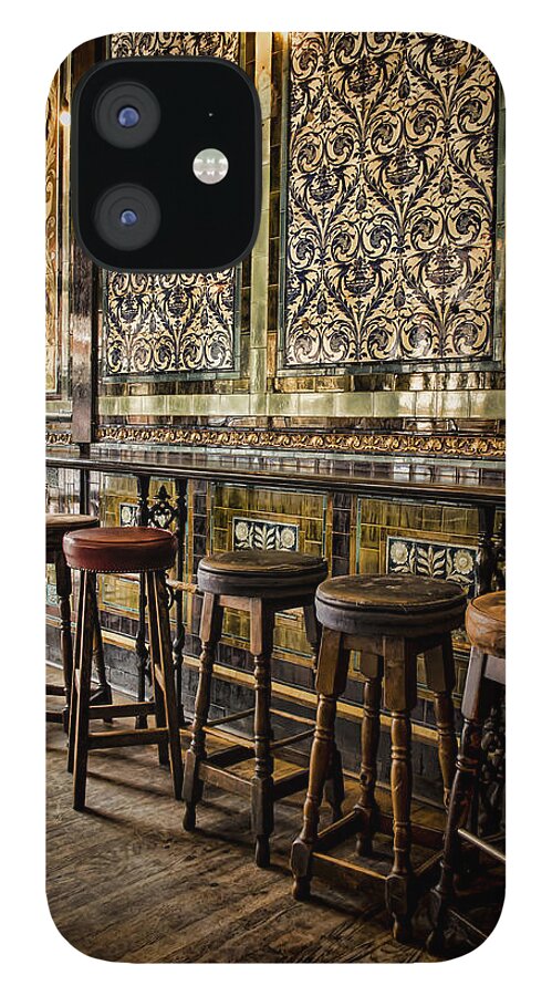 Barstools iPhone 12 Case featuring the photograph Empty Pub by Heather Applegate