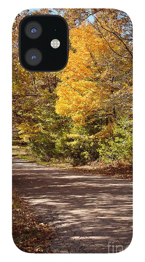 Landscape iPhone 12 Case featuring the photograph Fall Country Road by Gwen Gibson