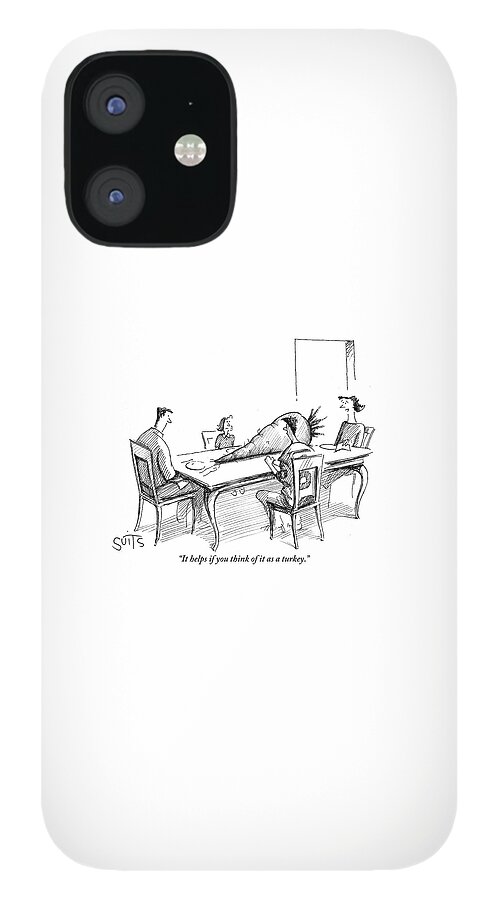 Family Around Dinner Table With Enormous Carrot iPhone 12 Case