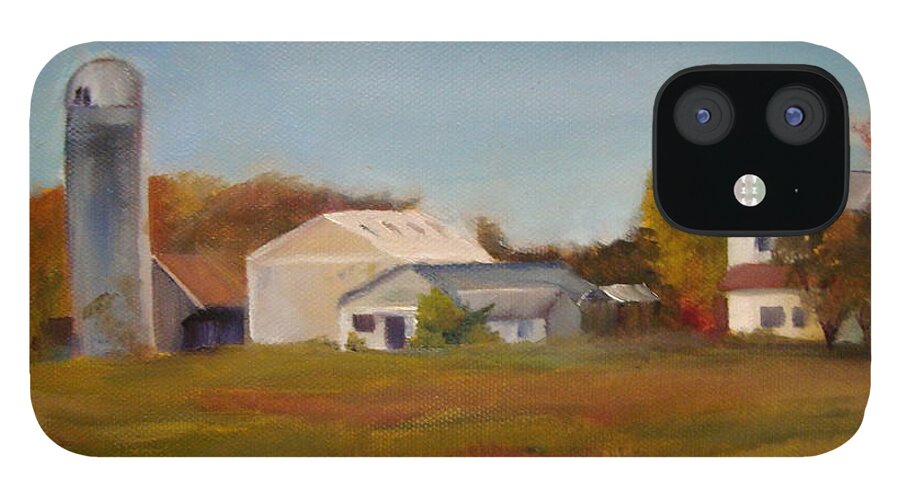 Farm Silo. Plein Aire iPhone 12 Case featuring the painting Farm by Sheila Mashaw