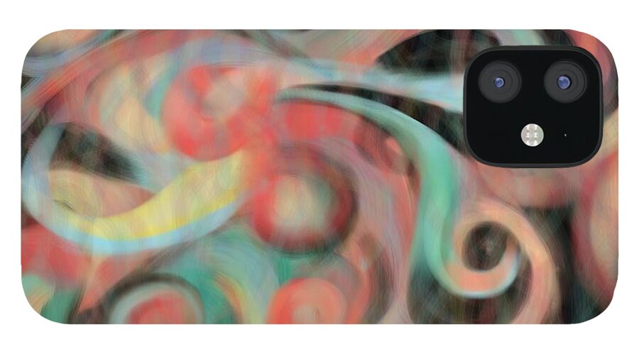Abstract iPhone 12 Case featuring the painting Fascination by Christine Fournier