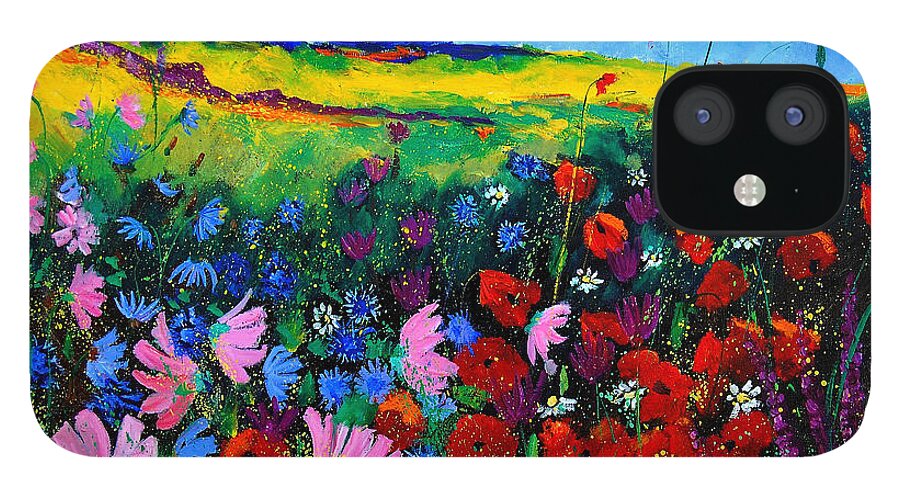 Poppies iPhone 12 Case featuring the painting Field flowers by Pol Ledent