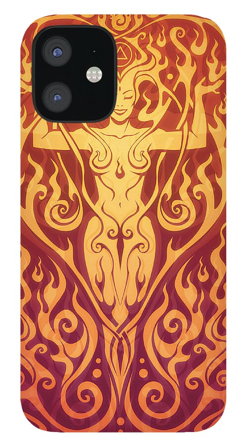 Goddess iPhone 12 Case featuring the digital art Fire Spirit v.2 by Cristina McAllister