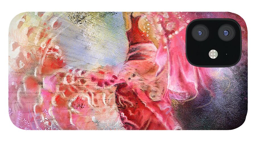 Flamenco Painting iPhone 12 Case featuring the painting Flamencoscape 13 by Miki De Goodaboom
