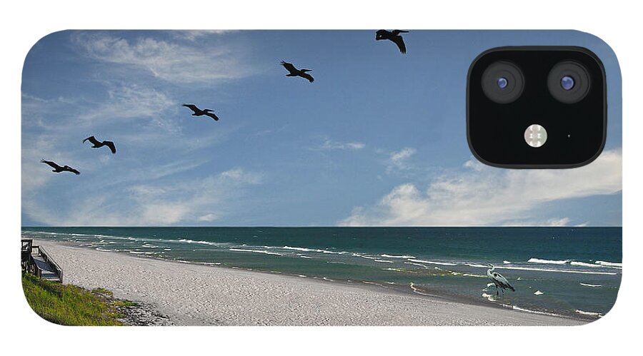 Nature iPhone 12 Case featuring the photograph Flight of the Pelicans by Phil Jensen