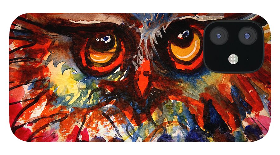 Owl iPhone 12 Case featuring the painting Flo by Laurel Bahe