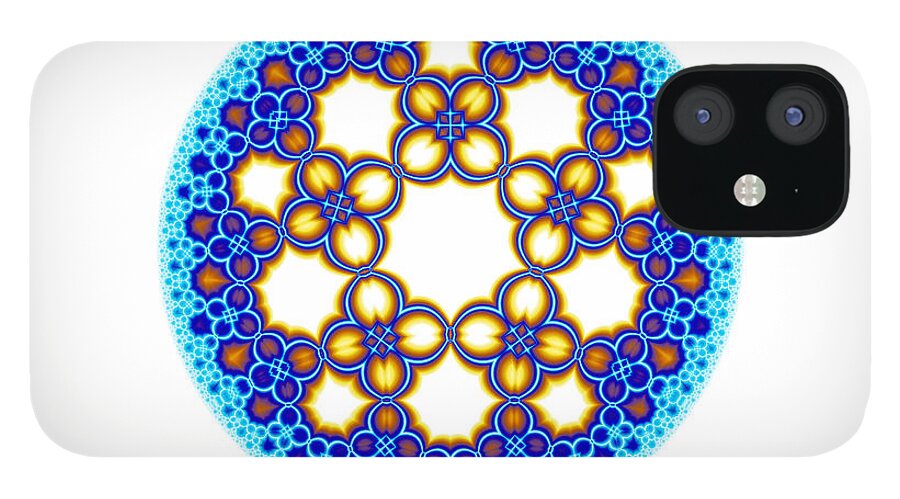 Escheresque iPhone 12 Case featuring the digital art Fractal Escher Winter Mandala 3 by Hakon Soreide