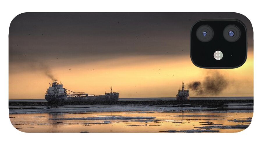 Freighter iPhone 12 Case featuring the photograph Freighter and the Cutter by Jim Lepard