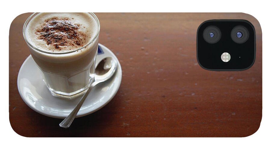 Veneto iPhone 12 Case featuring the photograph Fresh Latte Coffee On A Rustic Cafe by Andrew Bret Wallis