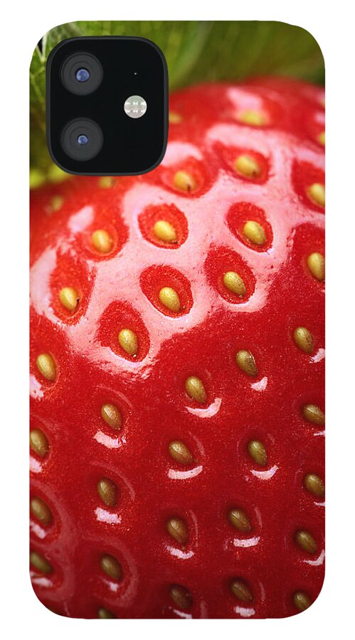 Strawberry iPhone 12 Case featuring the photograph Fresh strawberry close-up by Johan Swanepoel