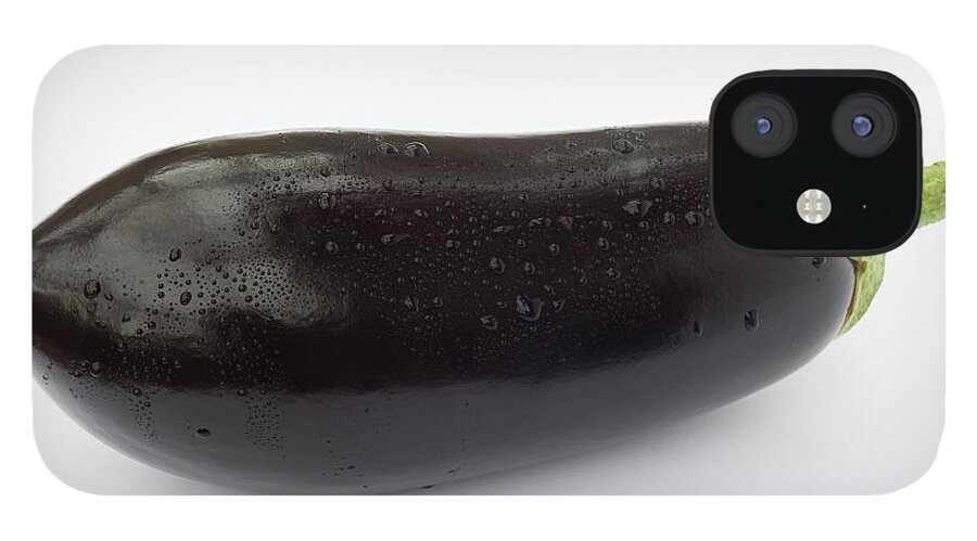 White Background iPhone 12 Case featuring the photograph Freshly Picked Organic Aubergine With by Rosemary Calvert