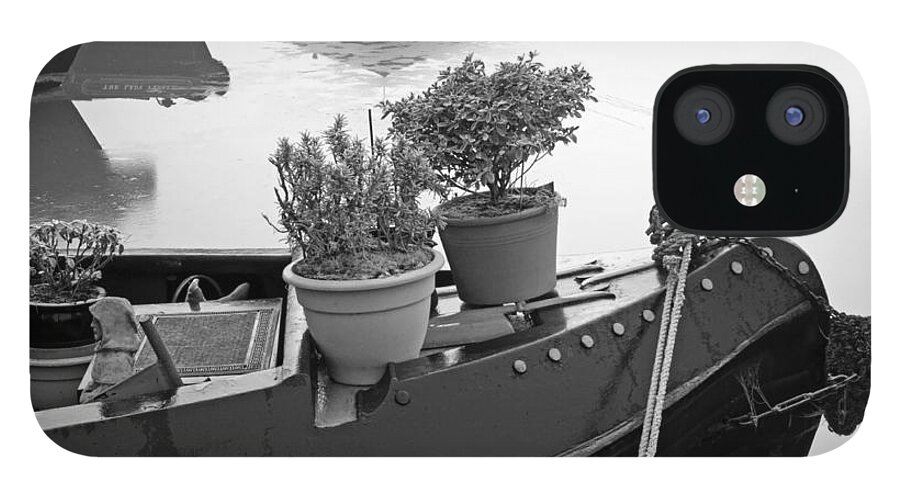 Britain iPhone 12 Case featuring the photograph Frosty On Board Garden - Shobnall Marina by Rod Johnson