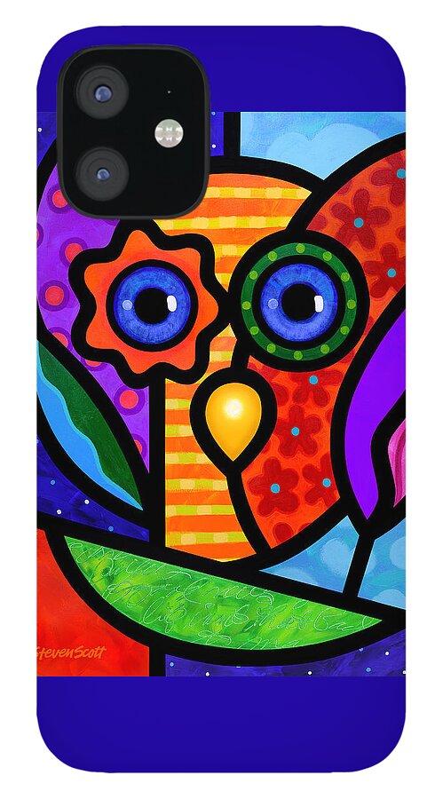Owl iPhone 12 Case featuring the painting Garden Owl by Steven Scott