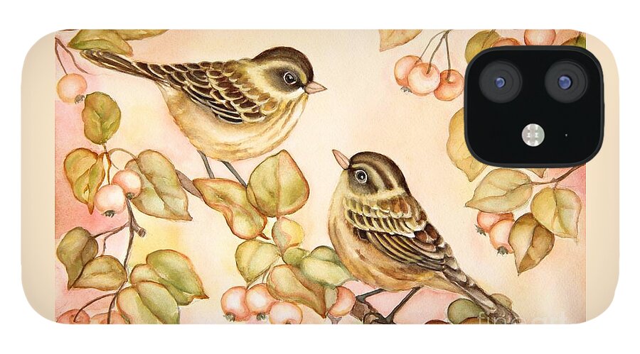 Bird iPhone 12 Case featuring the painting Gentle Couple by Inese Poga