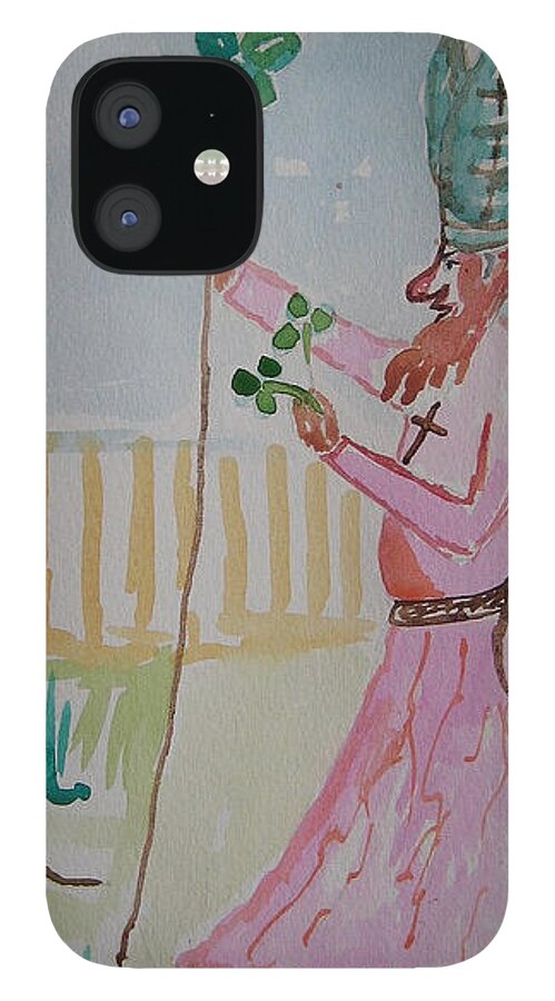 Paddys Day iPhone 12 Case featuring the painting Get outa me garden .... by Roger Cummiskey