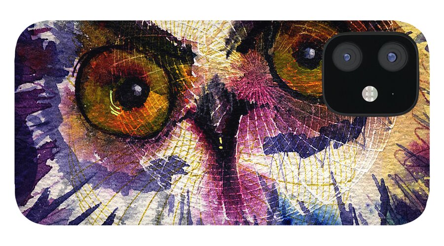 Owl iPhone 12 Case featuring the painting Get Over It by Laurel Bahe