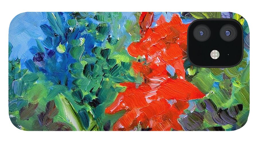 Flowers iPhone 12 Case featuring the painting Gladiolus by Adele Bower