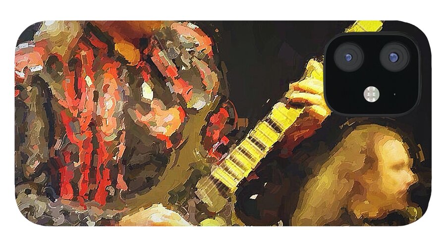 Guitar iPhone 12 Case featuring the painting god on Guitar Nbr 2 by Will Barger