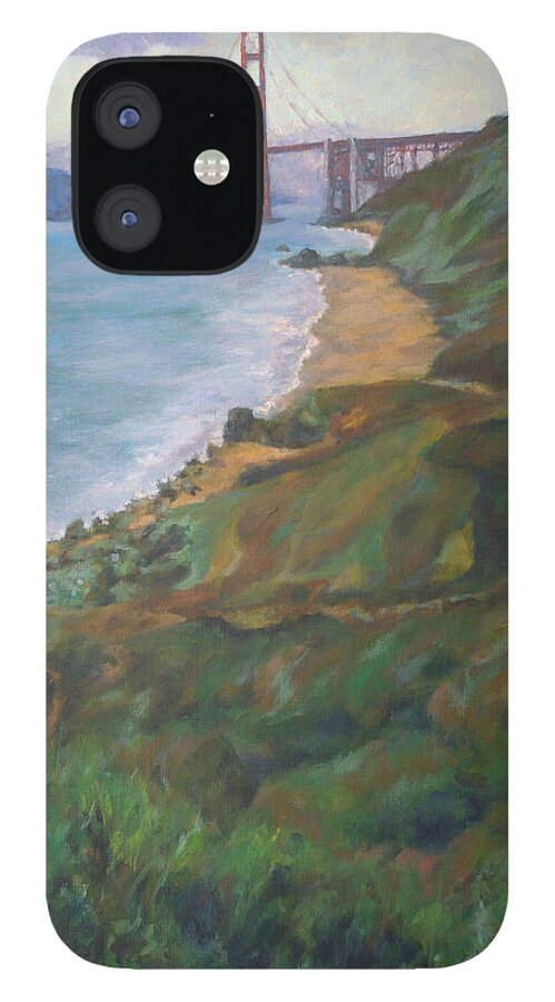 Golden Gate Bridge iPhone 12 Case featuring the painting Golden Gate Bridge by Kerima Swain