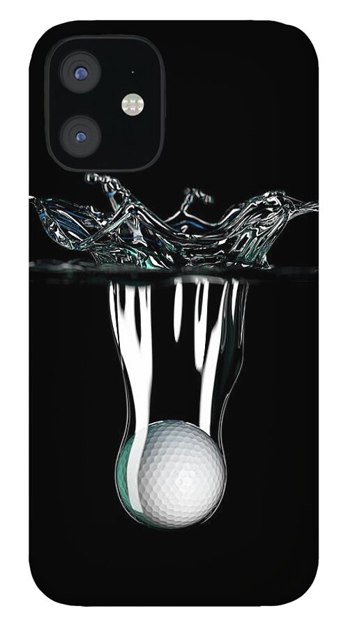 Risk iPhone 12 Case featuring the photograph Golfball Falling Into Water by Atomic Imagery