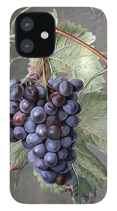 Grapes iPhone 12 Case featuring the painting Grapes by Portraits By NC