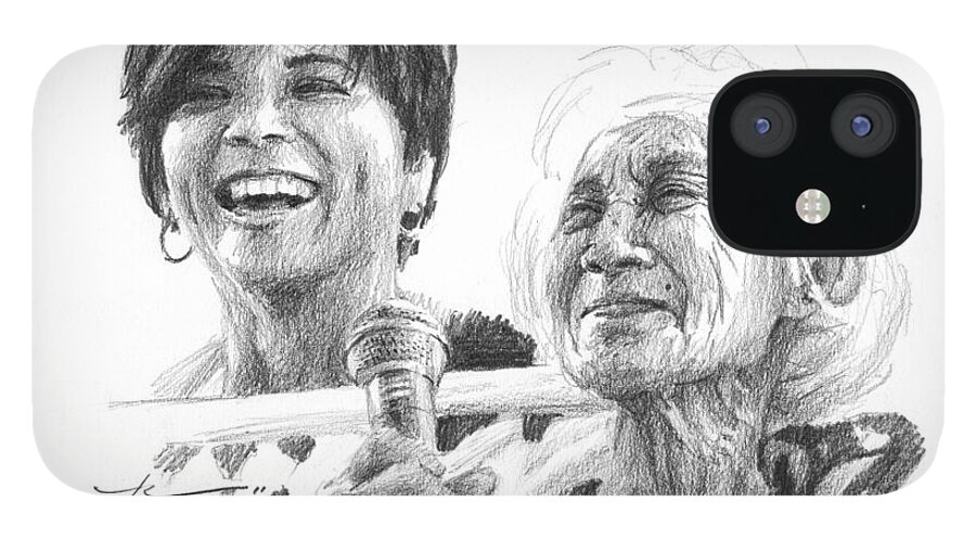 <a Href=http://miketheuer.com Target =_blank>www.miketheuer.com</a> Great Grandmother Pencil Portrait iPhone 12 Case featuring the drawing Great Grandmother Pencil Portrait by Mike Theuer