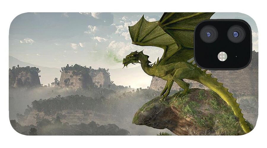  Green Dragon iPhone 12 Case featuring the digital art Green Dragon by Daniel Eskridge