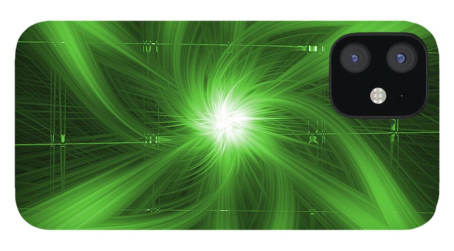Green iPhone 12 Case featuring the digital art Green Swirl by Maggy Marsh
