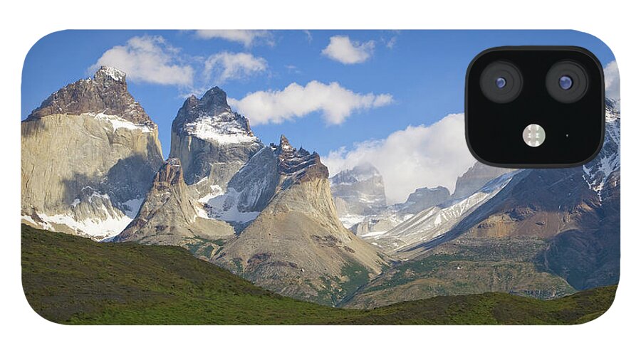 00345710 iPhone 12 Case featuring the photograph Guanaco And Cuernos Del Paine Peaks by Yva Momatiuk John Eastcott