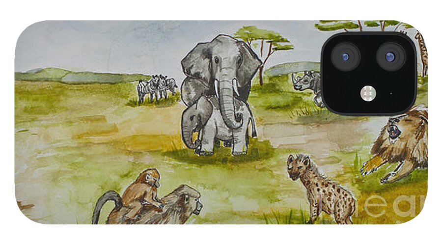 Africa iPhone 12 Case featuring the painting Happy Africa by Janis Lee Colon