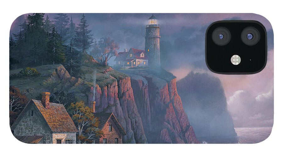 Michael Humphries iPhone 12 Case featuring the painting Harbor Light Hideaway by Michael Humphries