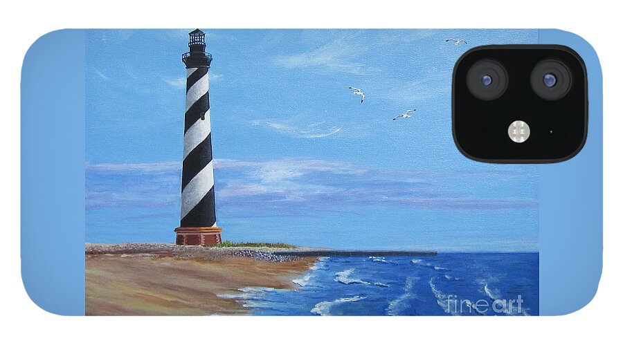 Hatteras iPhone 12 Case featuring the painting Hatteras Light by Anne Marie Brown