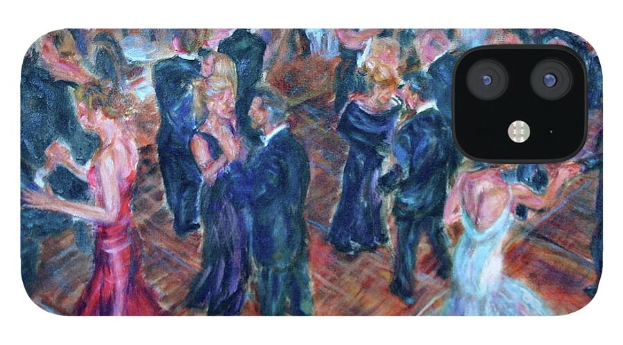 Dancing iPhone 12 Case featuring the painting Having a Ball - Dancers by Quin Sweetman