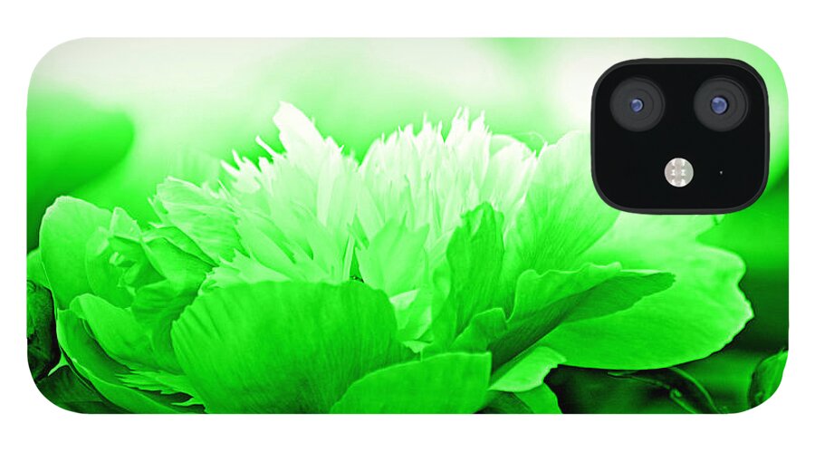 Art iPhone 12 Case featuring the photograph Heavenly Peony Green by Joan Han