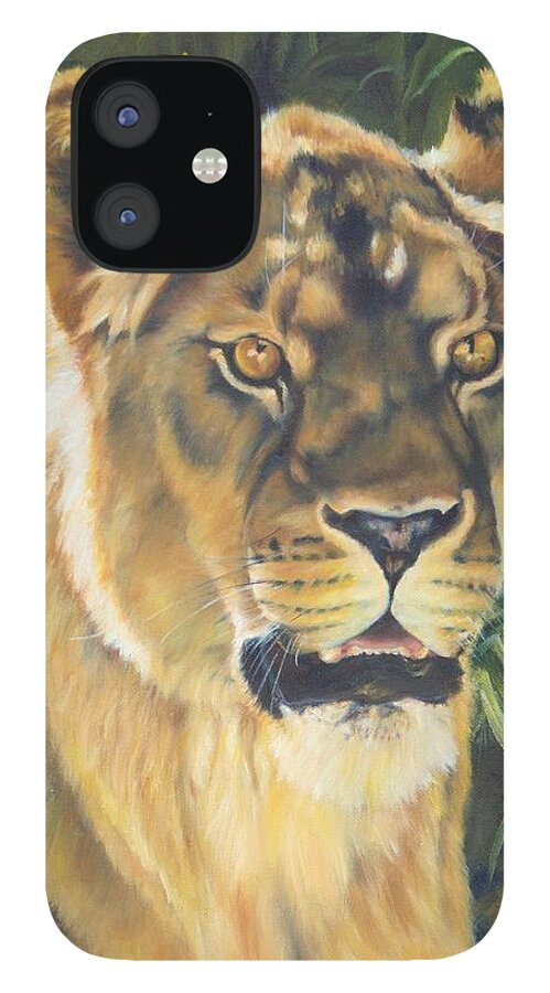 Lion iPhone 12 Case featuring the painting Her - Lioness by Lori Brackett