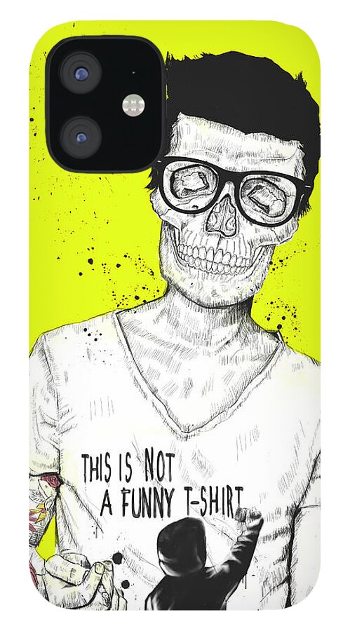 Skull iPhone 12 Case featuring the drawing Hipsters Not Dead by Balazs Solti